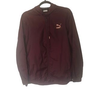 PUMA Maroon Windbreaker Hooded Jacket